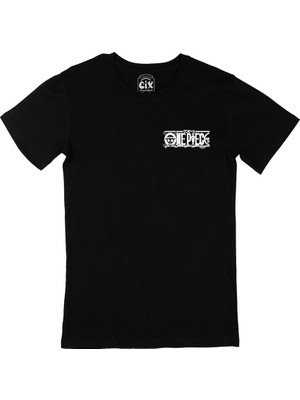 Cix Cix Beyaz One Piece Cep Logo Tasarımlı Siyah Tişört