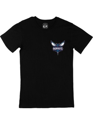 Cix Cix Charlotte Hornets Cep Logo Tasarımlı Siyah Tişört