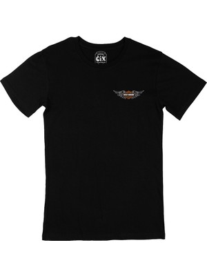 Cix Cix Harley Davidson Angel Cep Logo Tasarımlı Siyah Tişört