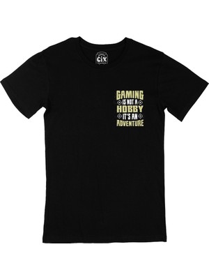 Cix Cix Gaming Is Not A Hobby Cep Logo Tasarımlı Siyah Tişört