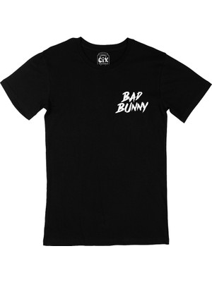 Cix Cix Bad Bunny Cep Logo Tasarımlı Siyah Tişört