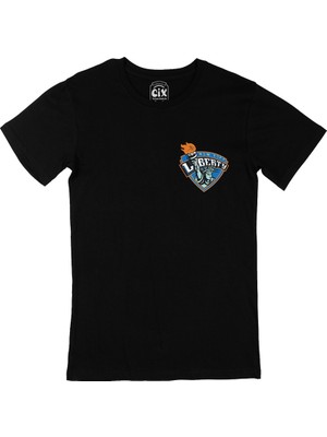 Cix Cix New York Liberty Cep Logo Tasarımlı Siyah Tişört
