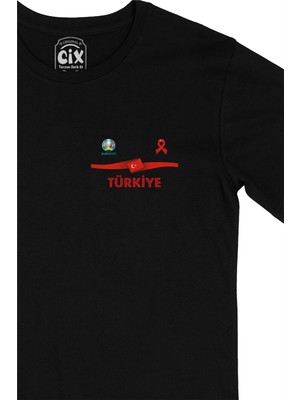 Cix Cix Türkiye Futbol Milli Takımı Cep Logo Tasarımlı Siyah Tişört