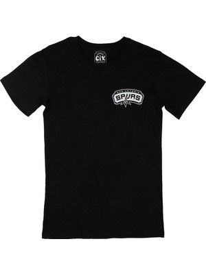Cix San Antonio Spurs Cep Logo Tasarımlı Siyah Tişört