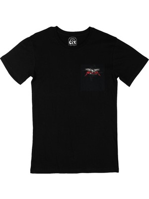 Cix Cix Seek And Destroy Metallica Cep Logo Tasarımlı Siyah Tişört