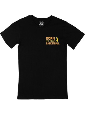 Cix Born To Play Basketball Cep Logo Tasarımlı Siyah Tişört