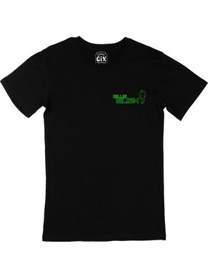 Cix Cix Billie Eilish Logolu Cep Logo Tasarımlı Siyah Tişört