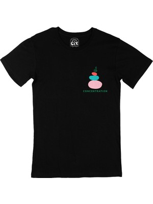 Cix Cix Mindfulness Concentration Cep Logo Tasarımlı Siyah Tişört