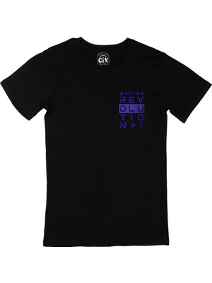 Cix Cix Gaming Revolution Cep Logo Tasarımlı Siyah Tişört