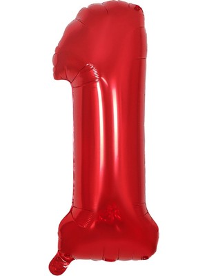 Bal10 Dünyası Folyo Balon Kırmızı 1 Rakamı 40 Inç 100 cm
