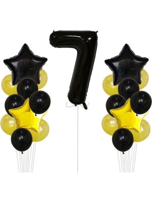 Bal10 Dünyası Sarı Gold Folyo Balon Rakam Set Dogum Günü Süsü 7 Yaş