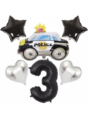 Bal10 Dünyası Polis Arabası Balon Folyo Set Konsept Yaş 3