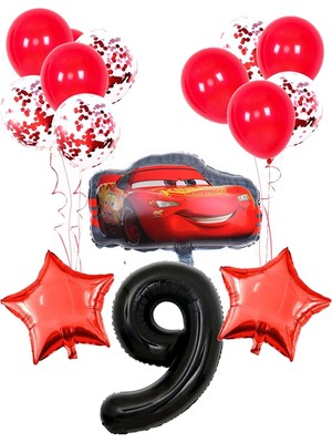 Bal10 Dünyası Pullu Şeffaf Balonlu Yarış Arabası Temalı Balon Seti Yaş 9