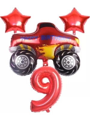 Best Parti Kırmızı Jeep Araba Temalı Balon Seti Yaş 9