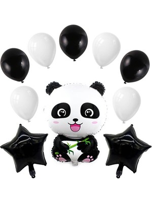 Best Parti Panda Siyah Beyaz Yıldızlı Set Folyo Balon