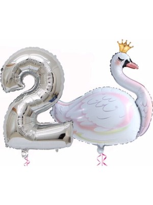 Bal10 Dünyası Kuğu Balon Folyo Set 2 Yaş