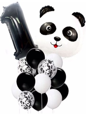 Bal10 Dünyası Panda Temalı Siyah Renk Duğum Günü Parti Seti Yaş 1