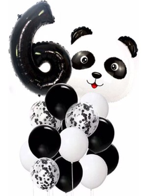 Bal10 Dünyası Panda Temalı Siyah Renk Duğum Günü Parti Seti Yaş 6