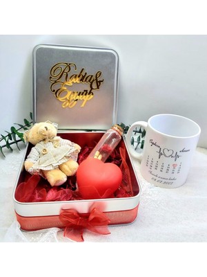 Hayaller Dükkanı Sevgililer Günü  Kutusu Ayıcıklı ve Baskılı Kupa Bardak