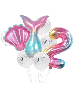 Best Parti Deniz Kızı 2 Yaş 7'li Folyo Balon Seti