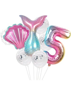 Best Parti Deniz Kızı 5 Yaş 7'li Folyo Balon Seti