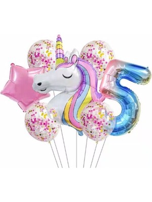 Best Parti Unicorn Balon Folyo Set Konsept Doğum Günü Set Yaş 5
