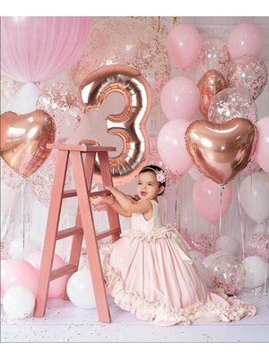 Best Parti Rosegold Doğum Günü Balon Seti 3 Yaş