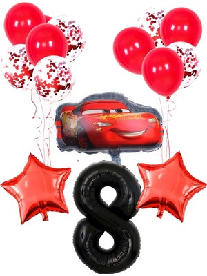 Best Parti Pullu Şeffaf Balonlu Yarış Arabası Temalı Balon Seti Yaş 8