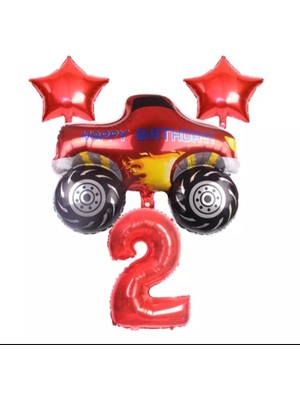 Best Parti Kırmızı Jeep Araba Temalı Balon Seti Yaş 2