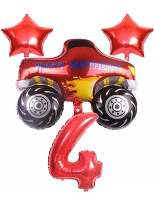 Best Parti Kırmızı Jeep Araba Temalı Balon Seti Yaş 4