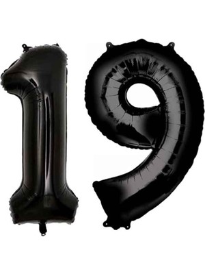Rönesans Parti Folyo Balon Siyah 19 Rakamı 34 Inç 80 cm