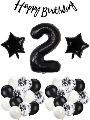 Rönesans Parti Siyah Doğum Günü Kutlama Seti Yaş 2