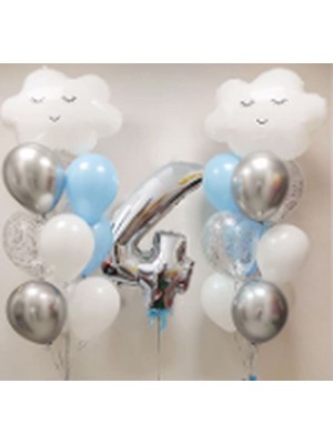 Rönesans Parti Gökyüzü Bulut Balon Doğum Günü Set Yaş 4