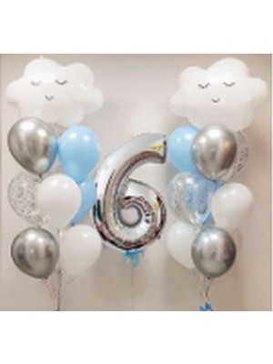 Rönesans Parti Gökyüzü Bulut Balon Doğum Günü Set Yaş 6