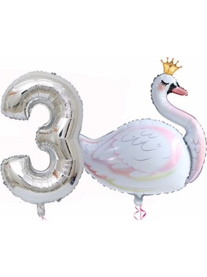 Rönesans Parti Kuğu Balon Folyo Set 3 Yaş