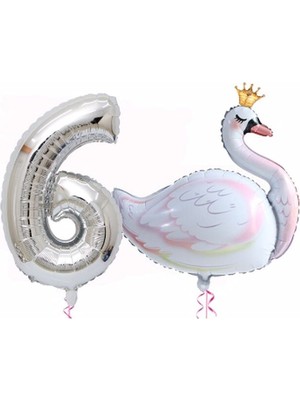 Rönesans Parti Kuğu Balon Folyo Set 6 Yaş