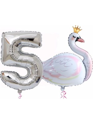 Rönesans Parti Kuğu Balon Folyo Set 5 Yaş