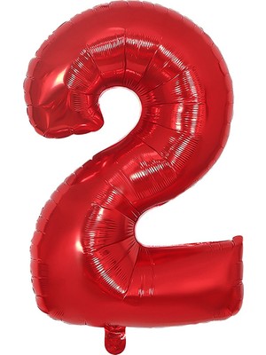 Rönesans Parti Folyo Balon Kırmızı 2 Rakamı 40 Inç 100 cm