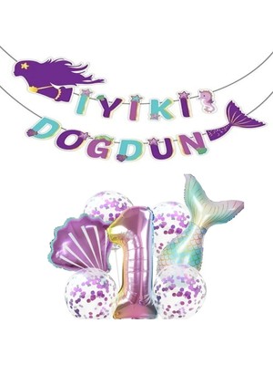 Rönesans Parti Deniz Konsept Iyiki Doğdun Folyo Balon Doğum Günü Set 1 Yaş