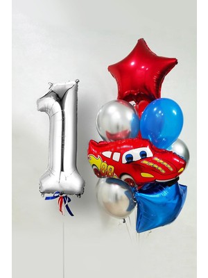 Rönesans Parti Kırmızı Araba Temalı Balon Seti Yaş 1