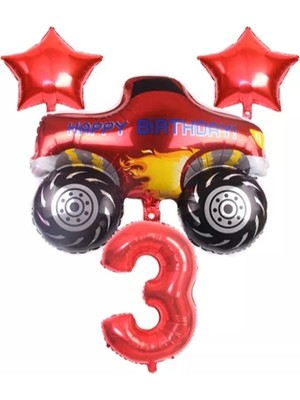 Rönesans Parti Kırmızı Jeep Araba Temalı Balon Seti Yaş 3