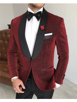 Adam Tailor Italyan Kesim Erkek Ceket Pantolon Damatlık Set Kırmızı T7490