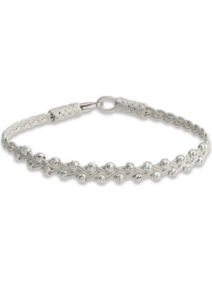 Inure Jewelry Gümüş Inci Kazaziye Örgü Bileklik