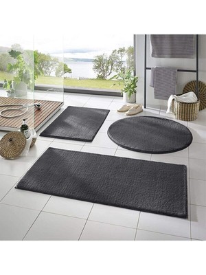 Dinarsu 3'lü Banyo Halısı Peluş Post Halı Klozet Takımı 60x100 Cm - 60x40 Cm-  60x60 Cm