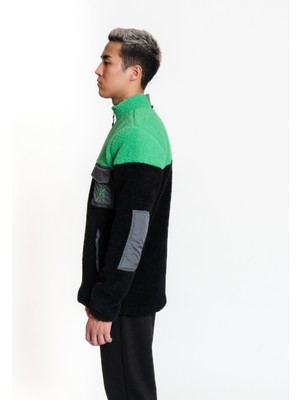 Luo Camp Plush Jacket 01 - Black/green Rüzgar Geçirmez Erkek Polar