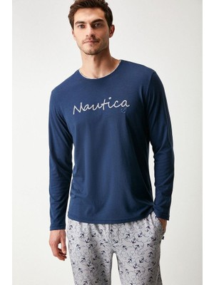 Nautica Çapa Desenli Uzun Kol Erkek Pijama Takım M420