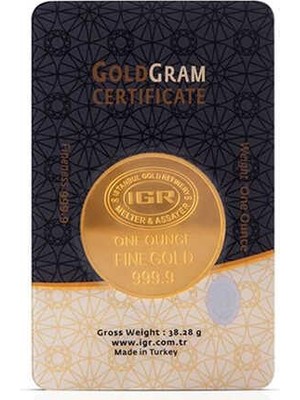 İGR 1 Ons Gram Altın Külçe Altın 24 Ayar 999.9