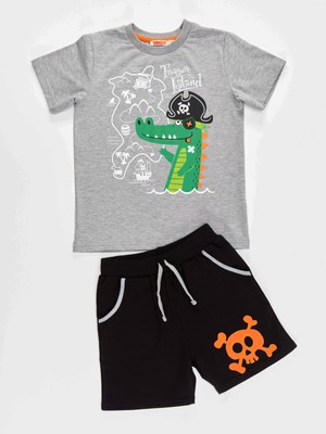 Denokids Korsan Timsah Erkek Çocuk T-shirt Şort Takım