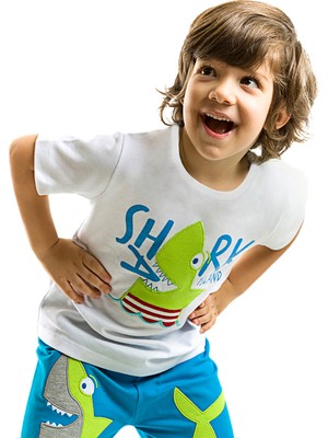 Denokids Shark Island Erkek Çocuk T-Shirt Şort Takım