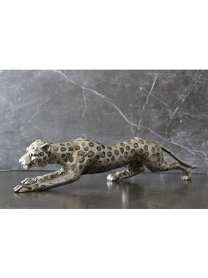 EC Shop Poly Tasarım Gümüş Leopar Biblo 45X10CM Silver